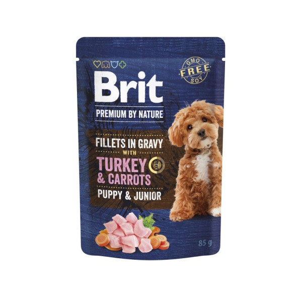 Вологий корм для цуценят Brit Premium By Nature 85 г - індичка та морква