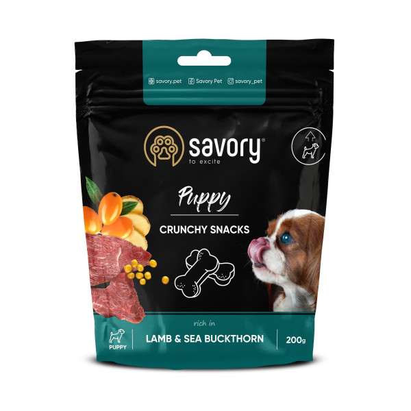 Ласощі для цуценят Savory 200 г - ягня і обліпиха
