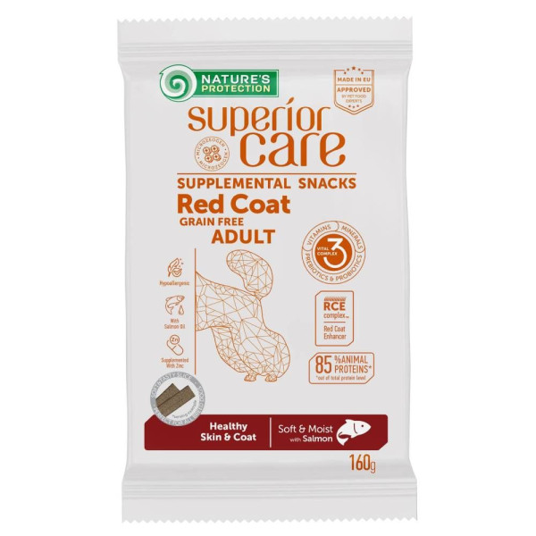 Ласощі для собак Nature's Protection Superior Care Red Coat Healthy Skin & Coat 160 г - лосось