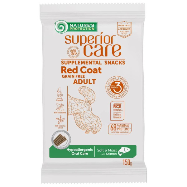 Ласощі для собак Nature's Protection Superior Care Red Coat Hypoallergenic Oral Care 150 г - лосось