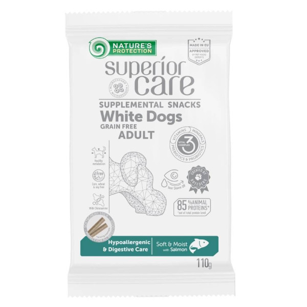 Ласощі для собак Nature's Protection Superior Care White Dogs Hypoallergenic & Digestive Care 110 г - лосось