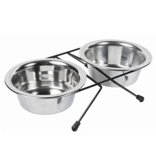 Миски для котів Trixie Eat on Feet металеві 2x450 мл/12 см - сірий