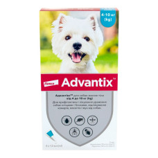 Краплі на холку для собак Elanco Bayer Advantix від 4 до 10 кг, 4 шт