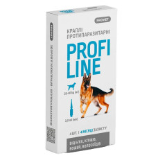Краплі на холку для собак PROVET Profiline від 20 до 40 кг, 4 шт