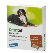 Таблетки для собак Elanco Bayer Drontal Plus XL на 35 кг, 2 шт