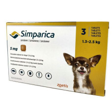 Таблетки для собак Zoetis Сімпаріка від 1,3 до 2,5 кг, 3 шт