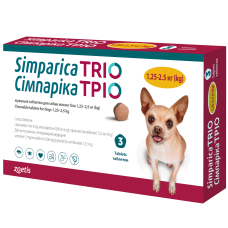 Таблетки для собак Zoetis Сімпаріка ТРІО від 1,3 до 2,5 кг, 1 шт