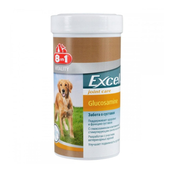Набір вітамінів для собак 8in1 Excel Glucosamine 55 таблеток та 8in1 Excel Brewer's Yeast Skin and Coat 140 таблеток + плед