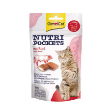 Вітамінні ласощі для котів GimCat Nutri Pockets Яловичина + Солод 60 г - для чутливого травлення