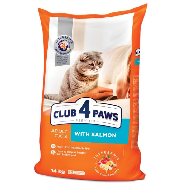Сухий корм для котів Club 4 Paws Premium 14 кг - лосось