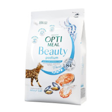 Сухий корм для котів Optimeal Beauty Podium Shiny Coat & Dental Care 4 кг (морепродукти)