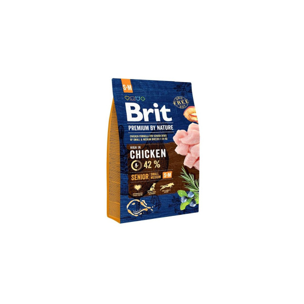 Сухой корм для собак Brit Premium Dog Senior S+M 3 кг - курица