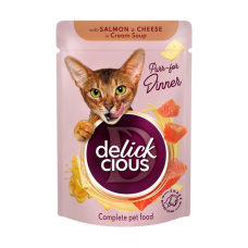 Суп для котів Delickcious 85 г - лосось та сир 12шт