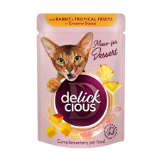 Вологий корм для котів Delickcious 80 г - кролик та тропічні фрукти 12шт