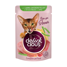 Вологий корм для котів Delickcious 85 г - ягня, курка та спаржа 12шт