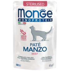 Вологий корм для стерилізованих котів Monge Cat MONOPROTEIN Sterilised 100% Яловичина 85 г