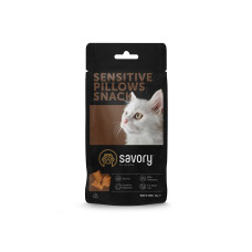 Хрумкі ласощі Savory Cats Snacks Pillows Sensitive для дорослих котів з чутливим травленням, 60 г