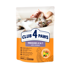 Сухий корм для котів живуть у будинку Клуб 4 Лапи Indoor 4 in 1 Premium 0,9 кг (курица)
