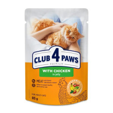Вологий корм для котів Club 4 Paws 24x85 г (курка в желе)